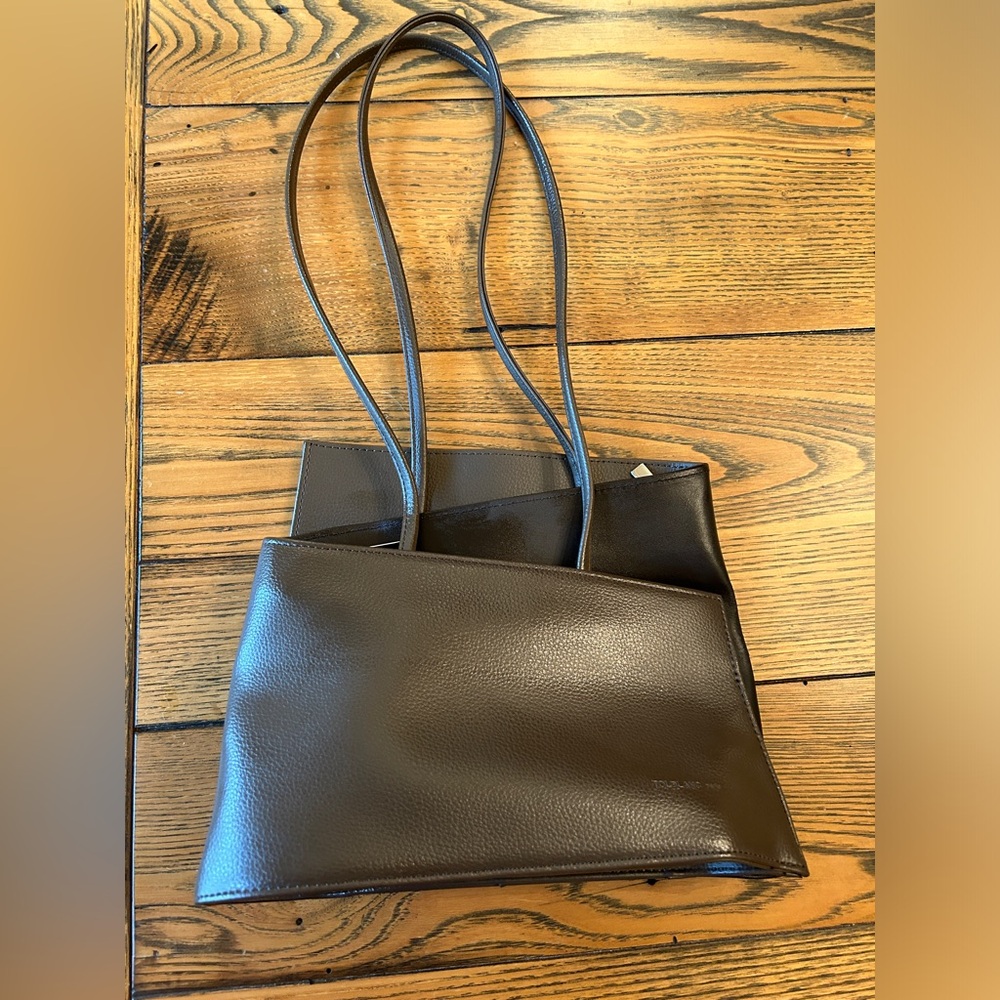 EUC Tolblanc Paris Zig Zag Brown Leather Shoulder Bag